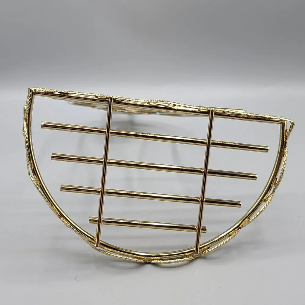 Christmas Holiday Jingle Bell Gold Plated Metal Wall Display Shelf Semi Circle